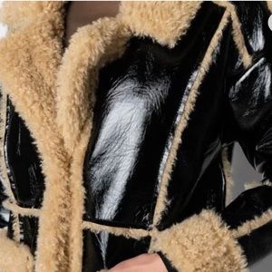 faux patent leather coat